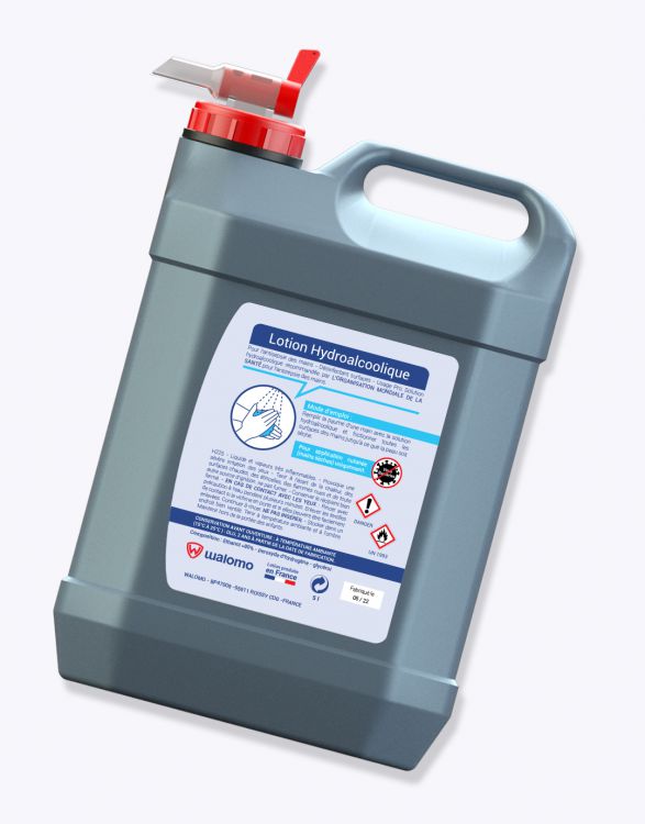 GHA 5000W  Bidon de lotion hydroalcoolique de contenance 5 litres (5000 mL)